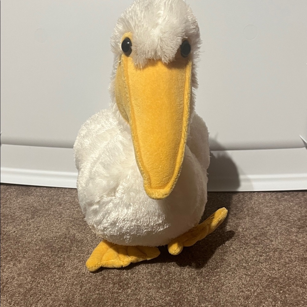 Plush White and Yellow Pelican Toy